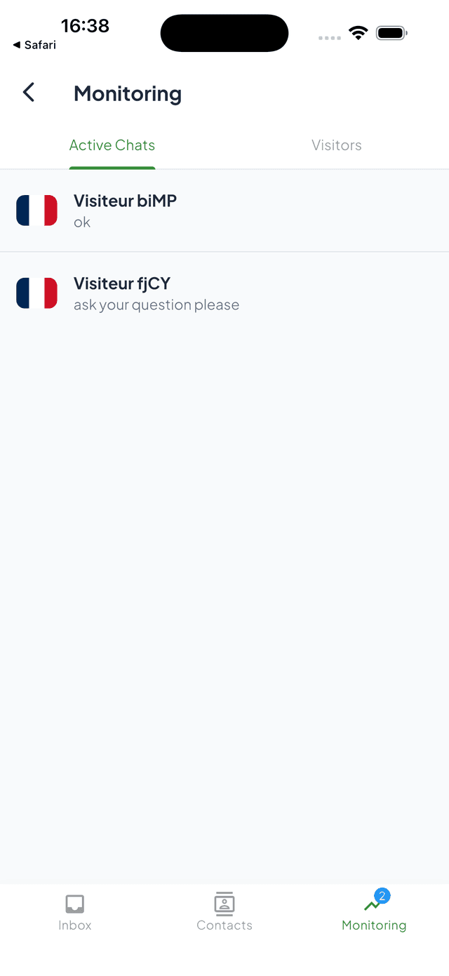 Application mobile RideUp - Suivi des visiteurs